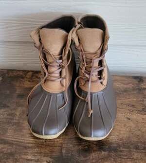 Mix No. 6 Duck Boots Tan Brown Lace Up Side Zip Rain Waterproof Women's Size 7